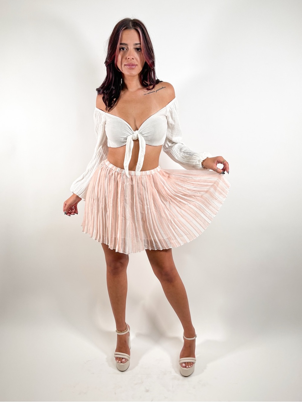 Pleated Mini Skirt - Blush Pink
